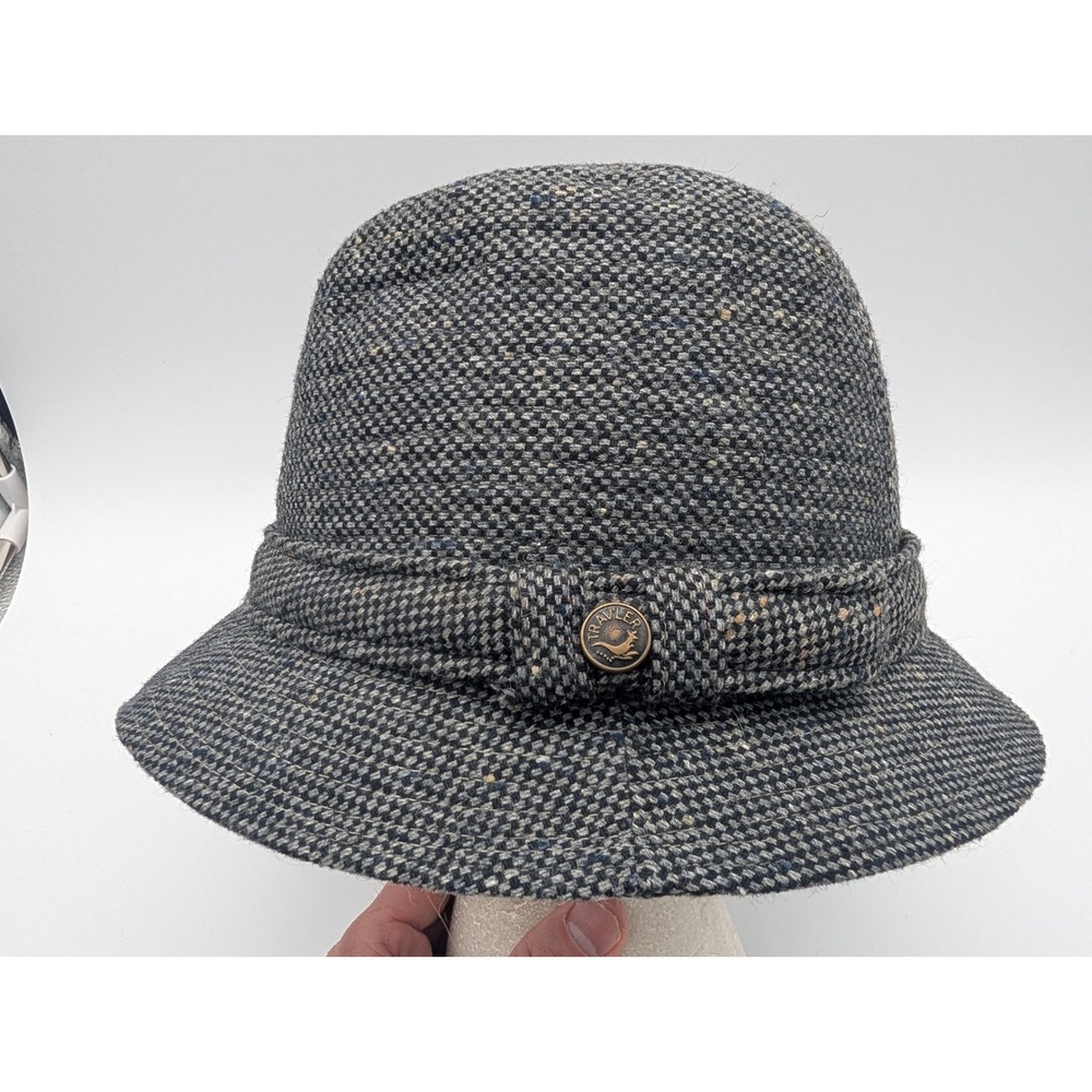 Trav-Ler by Country Gentleman Vintage Tweed Bucket Hat Grey Red Lining 7 1/4